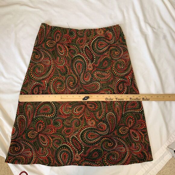 Vtg 90s Paisley Floral Midi Skirt M Brown Boho Fairy Grunge Witchy Eclectic - Picture 5 of 7